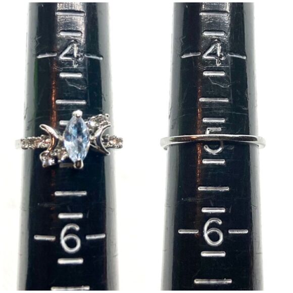 Silver Crescent Moon Crystal Ring - Picture 8 of 16